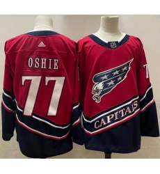 Men Washington Capitals 77 T J  Oshie Red 2020 21 Reverse Retro Adidas Jersey