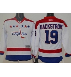 Kids Washington Capitals 19 Nicklas Backstrom White 2011 Winter Classic Vintage NHL Jerseys