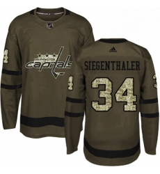 Youth Adidas Washington Capitals 34 Jonas Siegenthaler Authentic Green Salute to Service NHL Jersey 