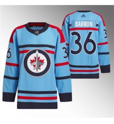 Men Winnipeg Jets 36 Morgan Barron Light Blue Anniversary Primegreen Stitched Jersey