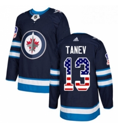 Mens Adidas Winnipeg Jets 13 Brandon Tanev Authentic Navy Blue USA Flag Fashion NHL Jersey 