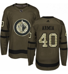 Mens Adidas Winnipeg Jets 40 Joel Armia Authentic Green Salute to Service NHL Jersey 