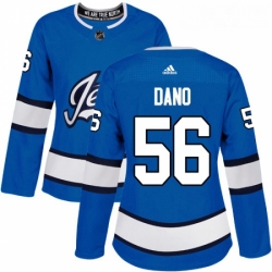Womens Adidas Winnipeg Jets 56 Marko Dano Authentic Blue Alternate NHL Jersey 