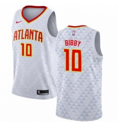 Mens Nike Atlanta Hawks 10 Mike Bibby Authentic White NBA Jersey Association Edition