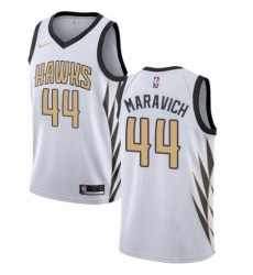 Mens Nike Atlanta Hawks 44 Pete Maravich Swingman White NBA Jersey City Edition