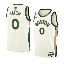 Men Boston Celtics 0 Jayson Tatum Cream 2024 Finals City Edition Stitched Basketball Jersey