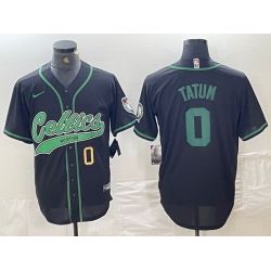 Men Boston Celtics 0 Jayson Tatum Number Black Cool Base Stitched Baseball Jersey