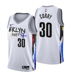 Men's Brooklyn Nets #30 Seth Curry 2022-23 White City Edition Stitched Basketball Jersey