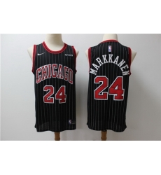 Bulls 24 Laur Markkanen Black Nike Swingman Jersey