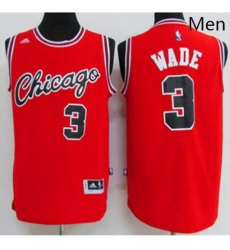 Chicago Bulls 3 Dwyane Wade Red Crabbed Typeface Throwback Stitched NBA Jersey 