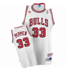 Mens Adidas Chicago Bulls 33 Scottie Pippen Swingman White Throwback NBA Jersey