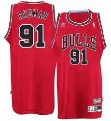 Mens Chicago Bulls 91 Dennis Rodman adidas Red Hardwood NBA Jersey