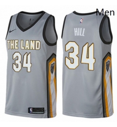 Mens Nike Cleveland Cavaliers 34 Tyrone Hill Swingman Gray NBA Jersey City Edition