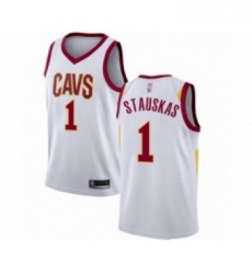 Youth Cleveland Cavaliers 1 Nik Stauskas Swingman White Basketball Jersey Association Edition 