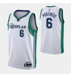 Men Dallas Mavericks 6 Kristaps Porzingis 2021 22 White City Edition Stitched Jersey