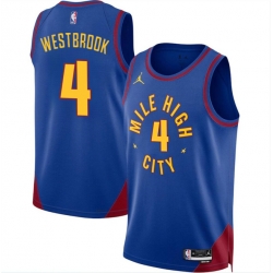 Men Denver Nuggets 4 Russell Westbrook Blue 2024 Statement Edition Stitched Basketball Jersey