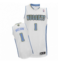 Mens Adidas Denver Nuggets 1 Jameer Nelson Authentic White Home NBA Jersey 