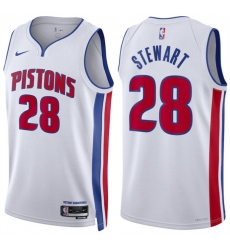 Men Detroit Pistons  28 Isaiah Stewart White Association Edition Stitched Basketball Jersey