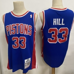 Men Detroit Pistons 33 Grant Hill Blue 1995 96 Hardwood Clas