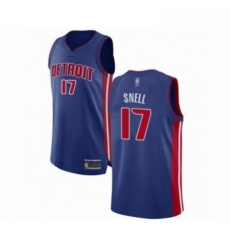 Mens Detroit Pistons 17 Tony Snell Authentic Royal Blue Basketball Jersey Icon Edition 