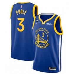 Men Golden State Warriors 3 Jordan Poole Royal With No 6 Patch Stitched Jersey