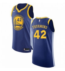 Mens Nike Golden State Warriors 42 Nate Thurmond Authentic Royal Blue Road NBA Jersey Icon Edition 