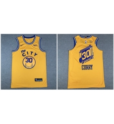 Warriors 30 Stephen Curry Yellow City Edition Nike Authentic Jersey