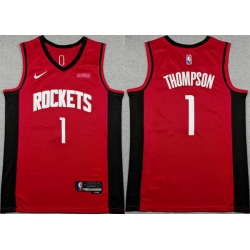 Men Houston Rockets 1 Amen Thompson Red Icon Edition Stitched Jersey