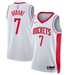 Men Houston Rockets Kevin Durant 7 White Statement Edition Stitched Jersey