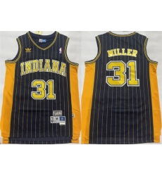 Men Indiana Pacers 31 Reggie Miller Black Throwback Stitched Jersey