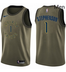 Mens Nike Indiana Pacers 1 Lance Stephenson Swingman Green Salute to Service NBA Jersey 