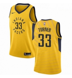 Mens Nike Indiana Pacers 33 Myles Turner Swingman Gold NBA Jersey Statement Edition