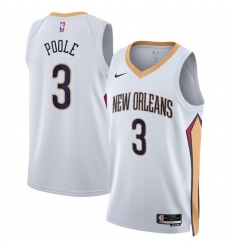Men New Orleans Pelicans 3 Jordan Poole White 2025 Association Edition Stitched Basketball Jersey