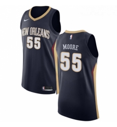 Mens Nike New Orleans Pelicans 55 ETwaun Moore Authentic Navy Blue Road NBA Jersey Icon Edition