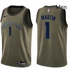 Mens Nike Memphis Grizzlies 1 Jarell Martin Swingman Green Salute to Service NBA Jersey 