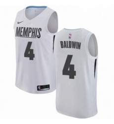 Mens Nike Memphis Grizzlies 4 Wade Baldwin Authentic White NBA Jersey City Edition 