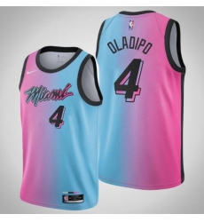 Men 2021 Miami Heat Victor Oladipo 4 Pink Blue City Jersey