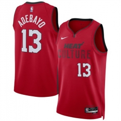 Men Miami Heat 13 Bam Adebayo Red 2024 25 City Edition Stitched Basketball Jersey