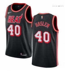 Mens Nike Miami Heat 40 Udonis Haslem Authentic Black Black Fashion Hardwood Classics NBA Jersey