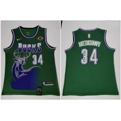 Bucks 34 Giannis Antetokounmpo Green Nike Swingman Jersey