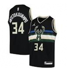 Men Milwaukee Bucks Giannis Antetokounmpo Black Jordan Brand Jersey