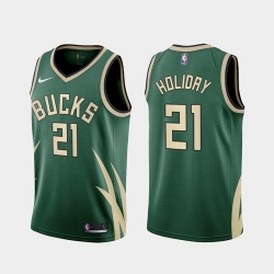 Men Milwaukee Bucks Jrue Holiday 2021 Earned Green Jersey