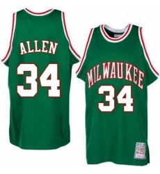 Mens Adidas Milwaukee Bucks 34 Ray Allen Swingman Green Throwback NBA Jersey