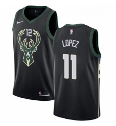 Mens Nike Milwaukee Bucks 11 Brook Lopez Swingman Black NBA Jersey Statement Edition 