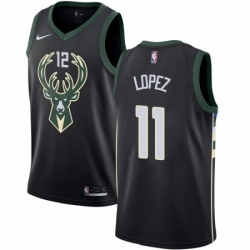 Mens Nike Milwaukee Bucks 11 Brook Lopez Swingman Black NBA Jersey Statement Edition 