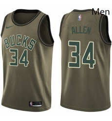 Mens Nike Milwaukee Bucks 34 Ray Allen Swingman Green Salute to Service NBA Jersey