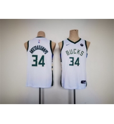 Youth Milwaukee Bucks 34 Giannis Antetokounmpo White Stitched Basketball Jersey