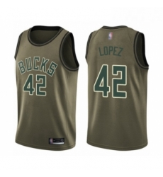 Youth Milwaukee Bucks 42 Robin Lopez Swingman Green Salute to Service Basketball Jersey 