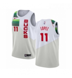 Youth Nike Milwaukee Bucks 11 Brook Lopez White Swingman Jersey Earned Edition 