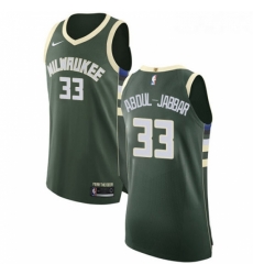 Youth Nike Milwaukee Bucks 33 Kareem Abdul Jabbar Authentic Green Road NBA Jersey Icon Edition 